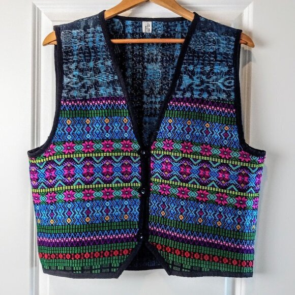 Handmade Guatemala Multicolor Cotton Metallic Vest - Picture 1 of 7